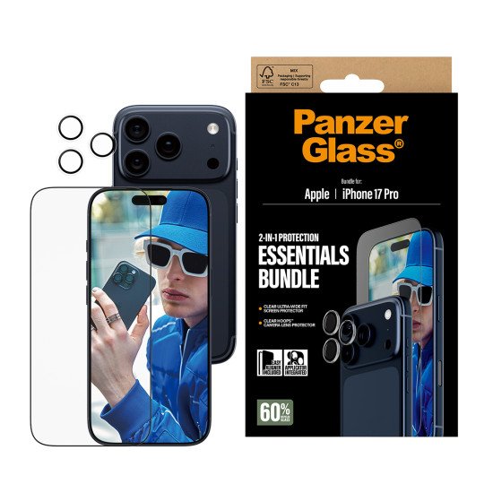 PanzerGlass ® 2-in-1 Essentials Bundle iPhone 17 Pro Protection d'écran transparent Apple 1 pièce(s)