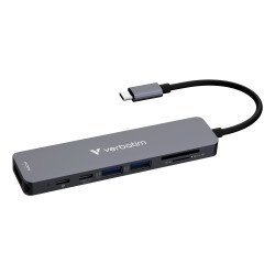 Verbatim 32158 hub & concentrateur USB 3.2 Gen 1 (3.1 Gen 1) Type-C 5000 Mbit/s Gris Verbatim 32158 hub & concentrateur USB 3.2 Gen 1 (3.1 Gen 1) Type-C 5000 Mbit/s Gris
