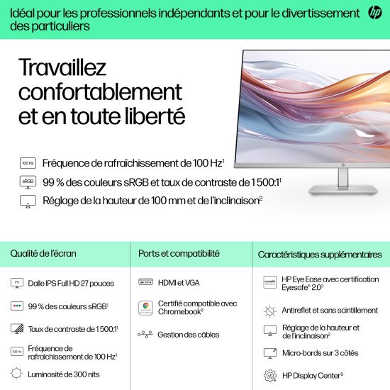HP Series 5 Écran Full HD réglable en hauteur 27 pouces Série 5 - 527sh