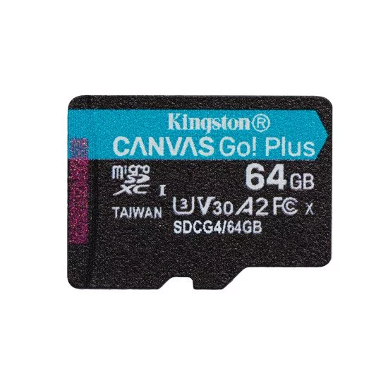 Kingston Technology Carte microSDXC Canvas Go Plus Gen4 200 Mo/s A2 U3 V30 64 Go + adaptateur Kingston Technology Carte microSDXC Canvas Go Plus Gen4 200 Mo/s A2 U3 V30 64 Go + adaptateur