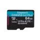 Kingston Technology Carte microSDXC Canvas Go Plus Gen4 200 Mo/s A2 U3 V30 64 Go + adaptateur Kingston Technology Carte microSDXC Canvas Go Plus Gen4 200 Mo/s A2 U3 V30 64 Go + adaptateur