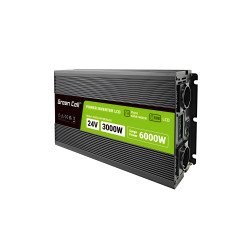 Green Cell Przetwornica napicia PowerInverter LCD 24 V 3000W/60000W Przetwornica samochodowa z wywietlaczem - czysty sinus adaptateur de puissance & onduleur Auto Noir