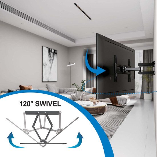 Manhattan Support mural extérieur pour TV/moniteurs (Bras articulé), écrans 37" à 65", Compatibilité VESA : de 200x200 à 600x400 mm (vérifiez les dimensions des quatre trous de fixation à l'arrière), charge max. 50 kg, résistant aux intempéries