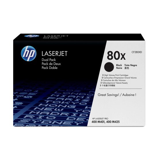 HP 80X Pack de 2 Toner Noir