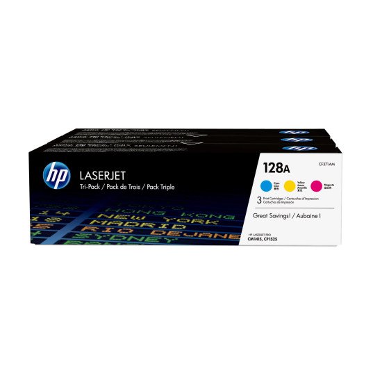 HP 128A pack de 3 Toners Cyan, Magenta, Jaune