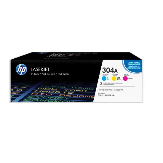 HP 304A Pack de 3 Toners Cyan, Magenta, Jaune