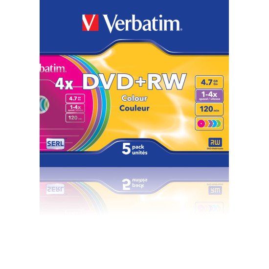 Verbatim DVD+RW Colours 4,7 Go 5 pièce(s)