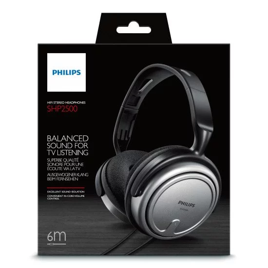 Philips Casque TV filaire d'intérieur SHP2500/10 Philips Casque TV filaire d'intérieur SHP2500/10