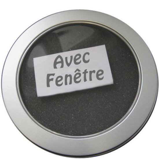 Boitier CD-DVD rond en métal avec fenêtre Boitier CD-DVD rond en métal avec fenêtre